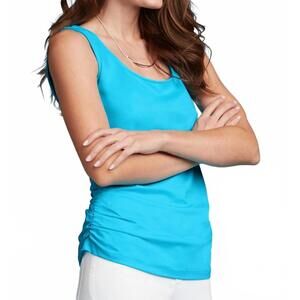 NEW JUDY P olivia tank top with side ruching in blue